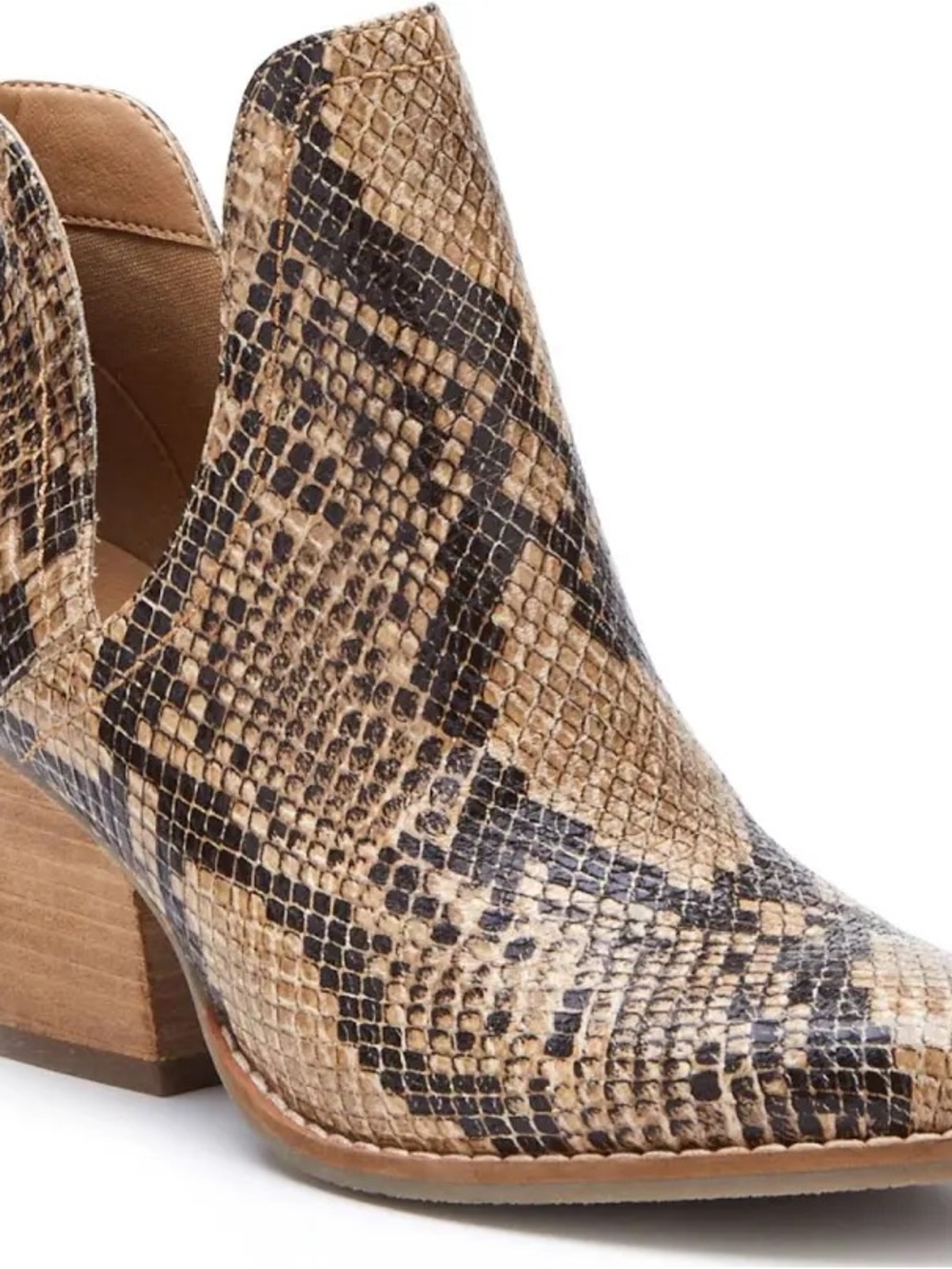 Coconuts by Matisse Tan & Black Snake-Print Ankle Bootie